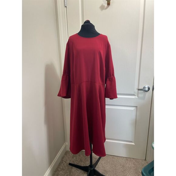 J. Jill Dresses & Skirts - J. Jill Women's Bell Sleeve Midi Length Dress Red Size 18